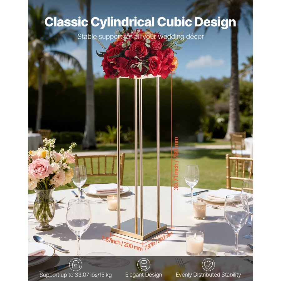 VEVOR Metal Column Flower Stand – 31.5 Inch, 10PCS Set