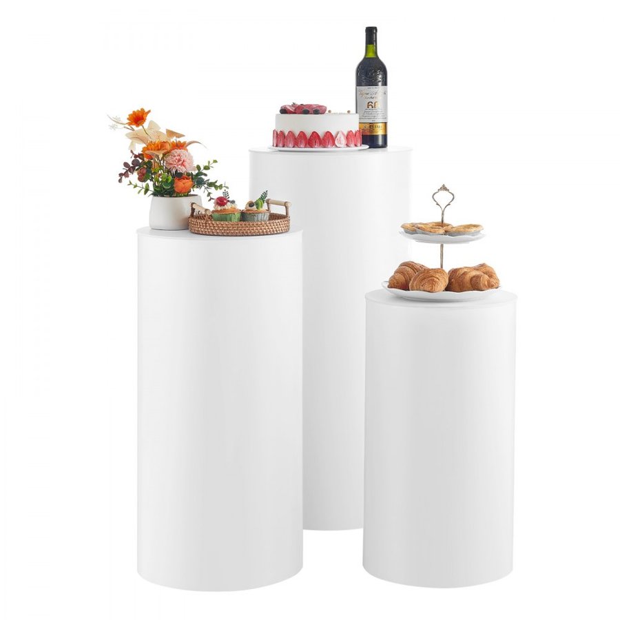 VEVOR Cylinder Plinth Stand – 3PCS, PVC, 23.62–35.43 In