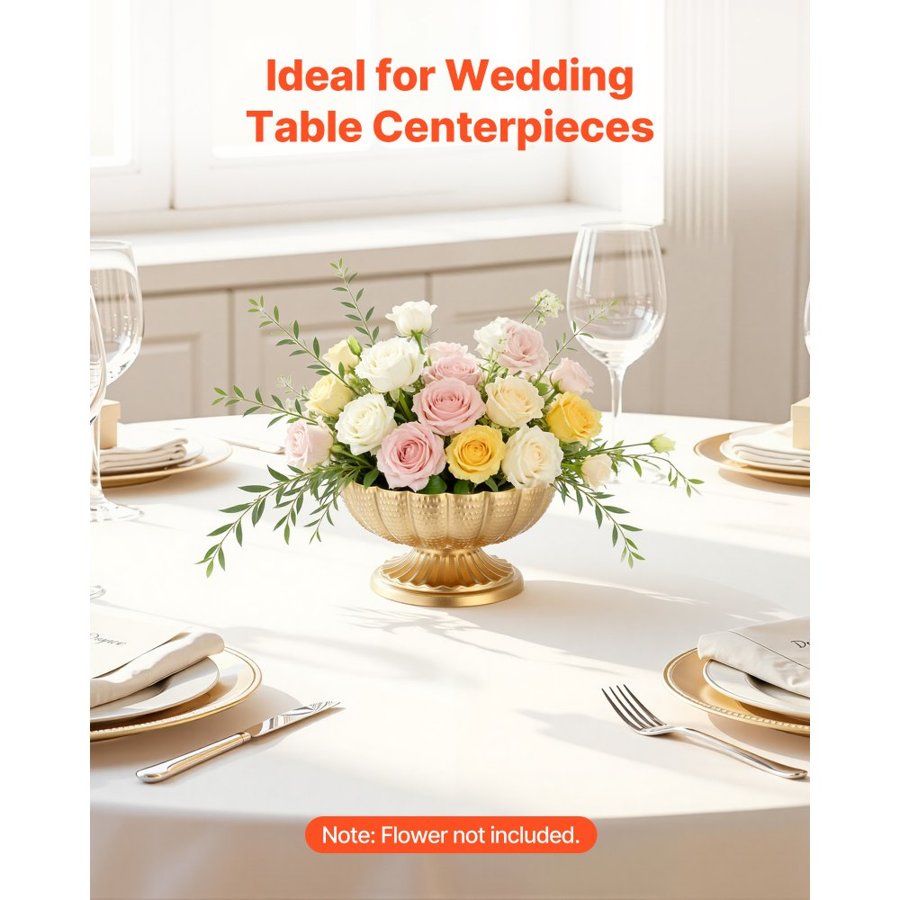 VEVOR 10 PCS Wedding Flower Vase, 12 cm Tall Mini Flower Table Centerpieces, Small Floral Bowl Decorative Easy Installation, Versatile Arrangement Stand for Party Events Home Decor Reception, Gold