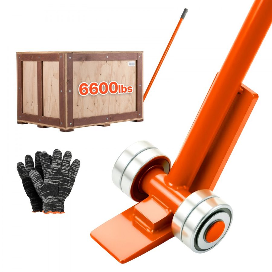 VEVOR Prylever Bar, 2994 kg Weight Capacity, 1.4 m Carbon Steel Handle Lever Dolly, Pry Lever Bar with Wheels for Large Pallets, Heavy Items, Concrete Blocks, Heavy Duty Equipment Handling