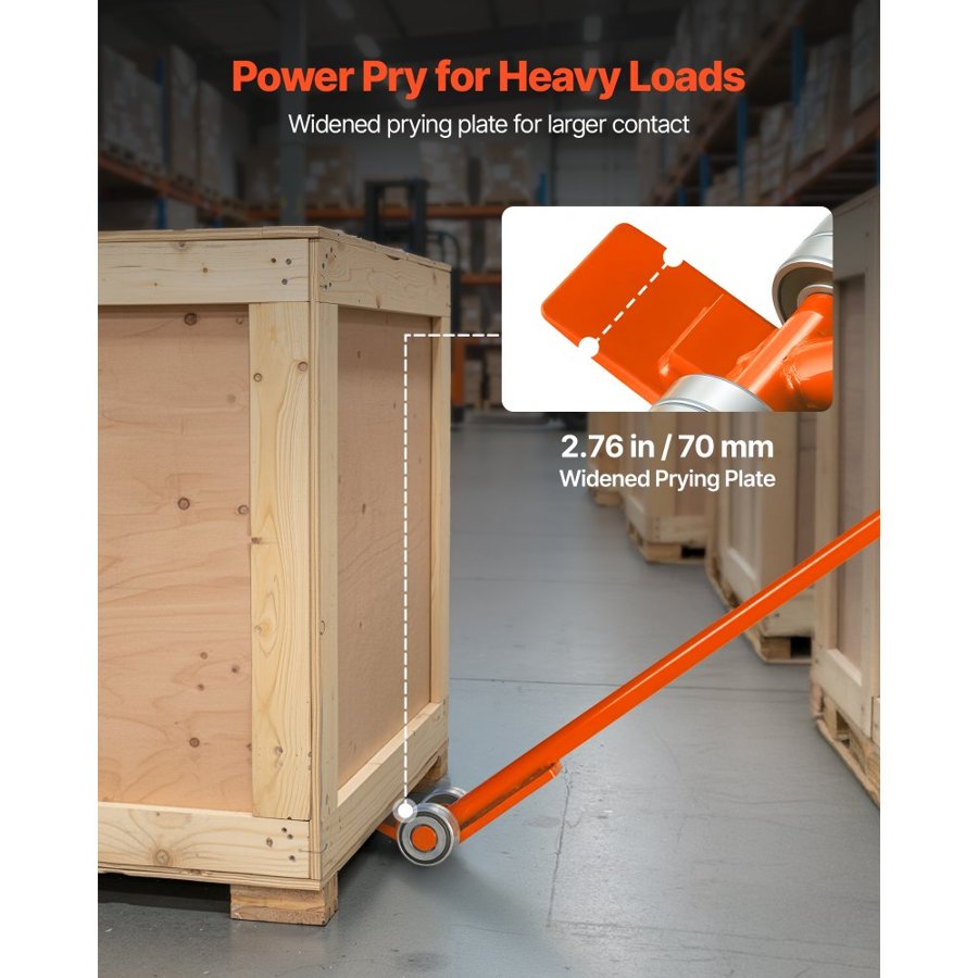 VEVOR Prylever Bar, 4990 kg Weight Capacity, 1.7 m Carbon Steel Handle Lever Dolly, Pry Lever Bar with Wheels for Large Pallets, Heavy Items, Concrete Blocks, Heavy Duty Equipment Handling