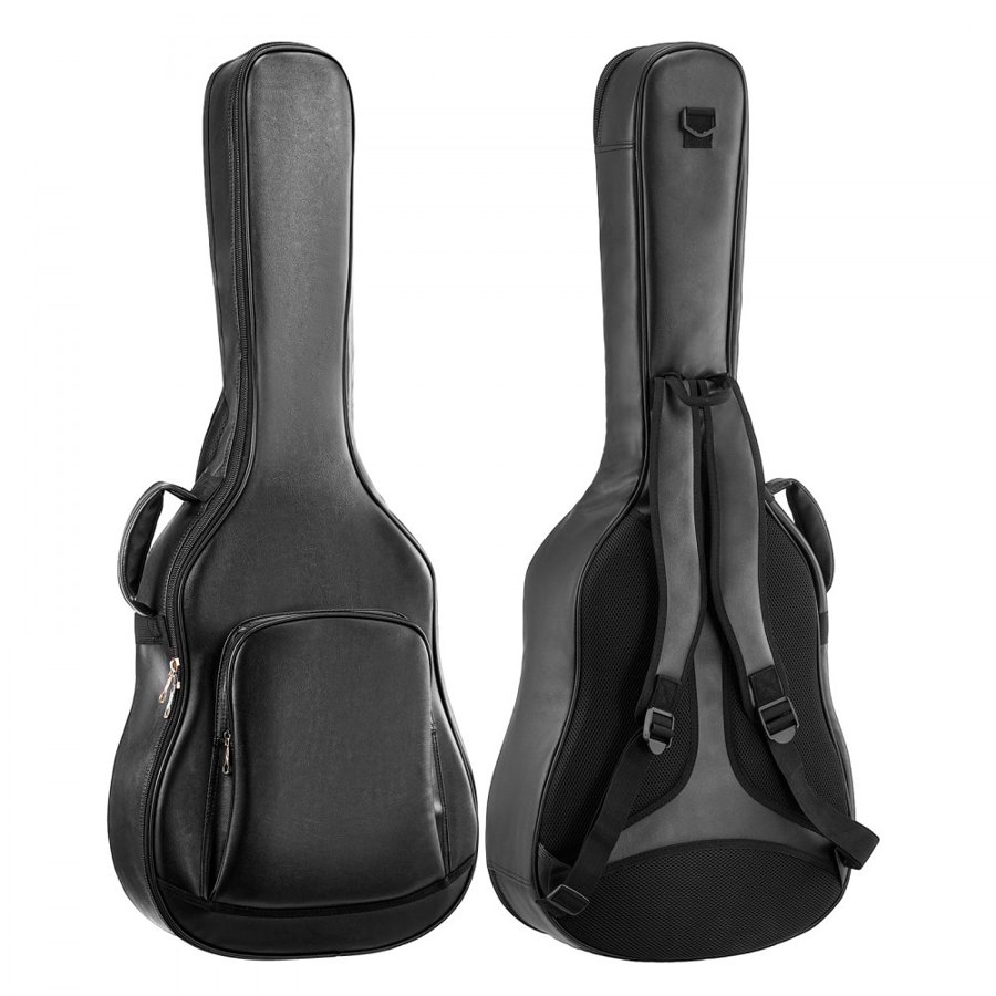 VEVOR Acoustic Guitar Case, 1195 MM, Hard-Shell Protective Travel Carrying Case with Accessory Compartment, Foam Padding, Portable Handle, Shoulder Straps, for 1041 MM Acoustic Guitars, Black