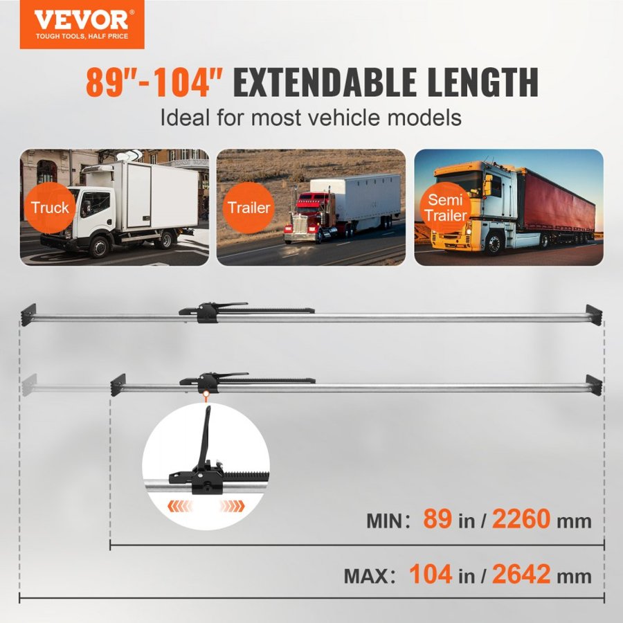 VEVOR Cargo Bar, Ratcheting Cargo Bar Adjustable from 89" to 104", Heavy-duty Steel Cargo Stabilizer Bar with 309 lbs Capacity, Truck Bed Load Bar for Truck Bed, Trailer, Semi Trailer (4 pcs)