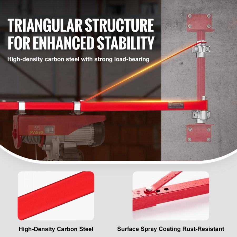 VEVOR Electric Hoist Support Arm – 600 kg, 180° Swivel