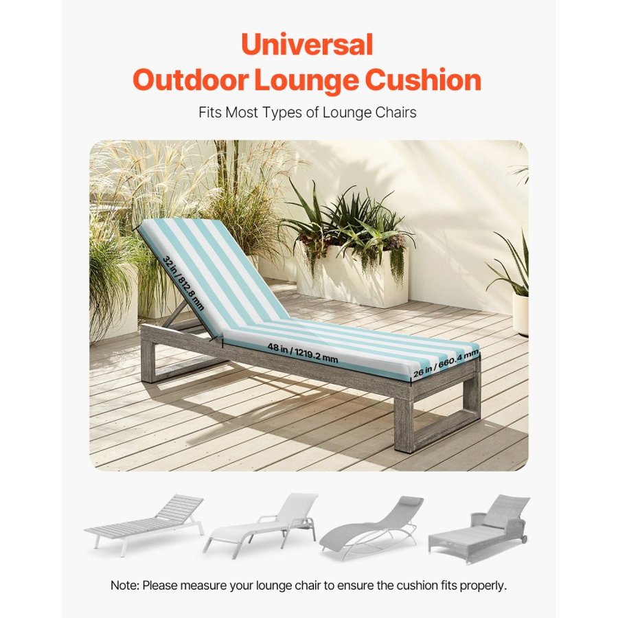 VEVOR Outdoor Lounge Chair Cushions Set of 2 – 80×26×4, 28D