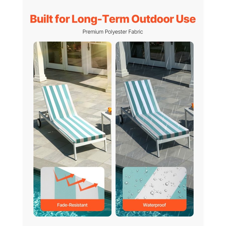 VEVOR Outdoor Lounge Chair Cushions Set of 2 – 80×26×4, 28D