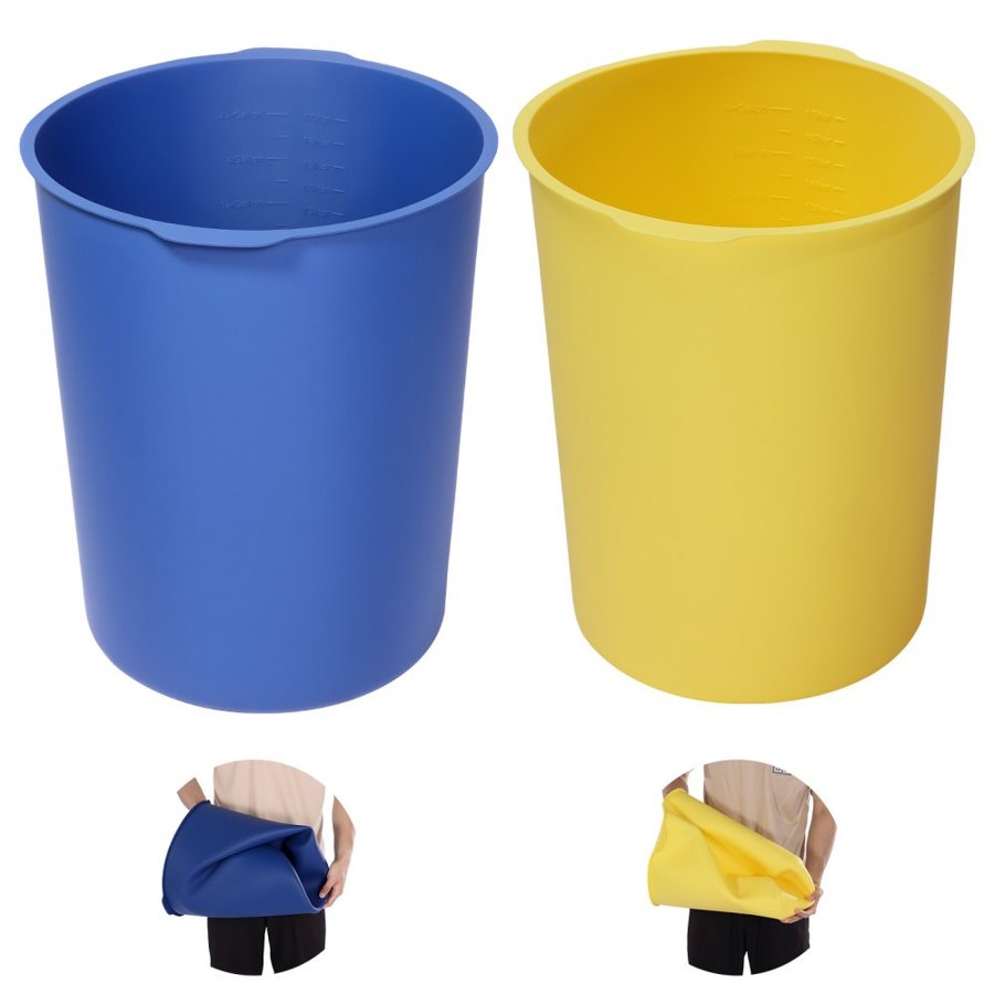 VEVOR 2 Pcs 18.9L Bucket Liner for Concrete Mix, Reusable Silicone Mortar Bucket Liner for Thinset Paint Concrete Epoxy Mixing, Heavy-duty Grout Mixer Insert with Measurements, Blue & Yellow