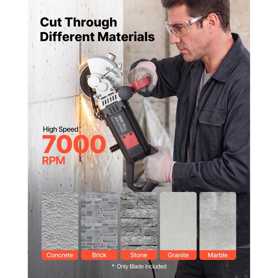 VEVOR Diamond Blades 160 mm, 5-Pack Wall Chaser Saw Blade Cutting Blade, 22.2 mm Arbor, High-Hardness Diamond Segments, 65Mn Steel Core, Dry Wet Cutting, Clean Edges for Concrete Brick Stone Cement