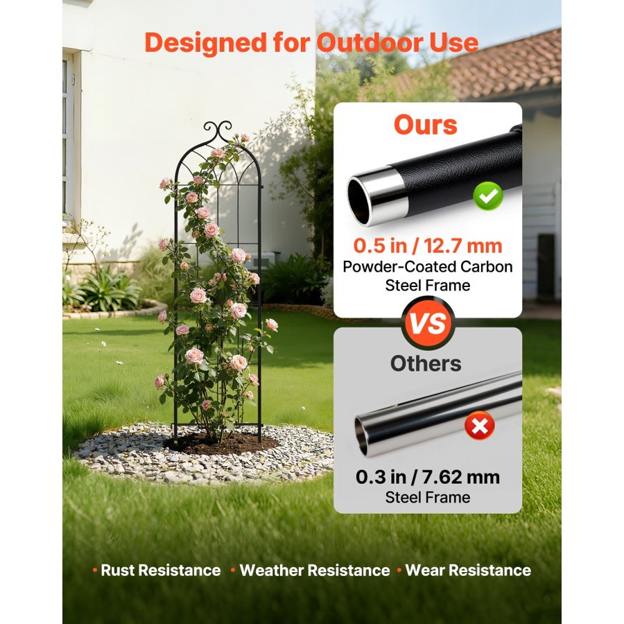 VEVOR Garden Trellis, 152 x 40.5 cm Rose Trellis, 4 Packs Garden Flower Rose Trellises with Powder-Coated Finish & Convenient Locking Design, Plant Support Trellises for Flowers, Vegetables, Roses