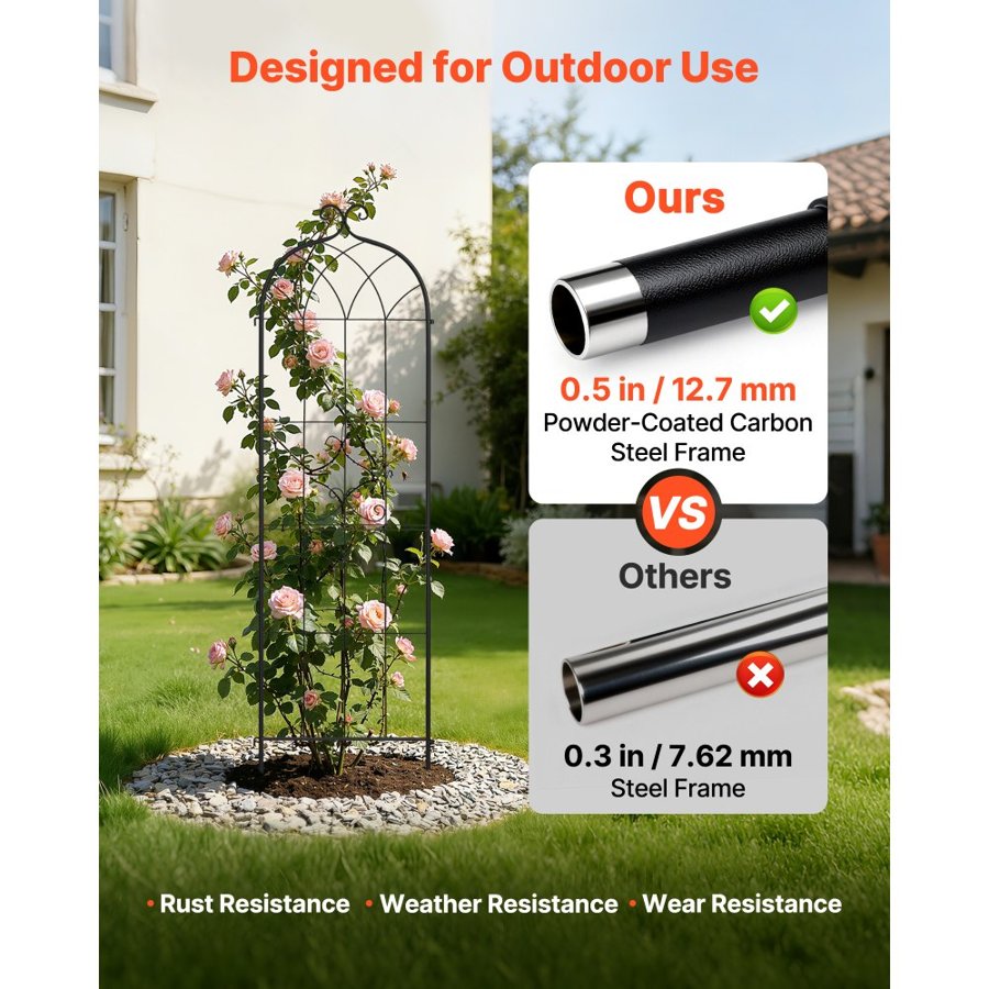 VEVOR Garden Trellis, 180 x 52.5 cm Rose Trellis, 6 Packs Garden Flower Rose Trellises with Powder-Coated Finish & Convenient Locking Design, Plant Support Trellises for Flowers, Vegetables, Roses