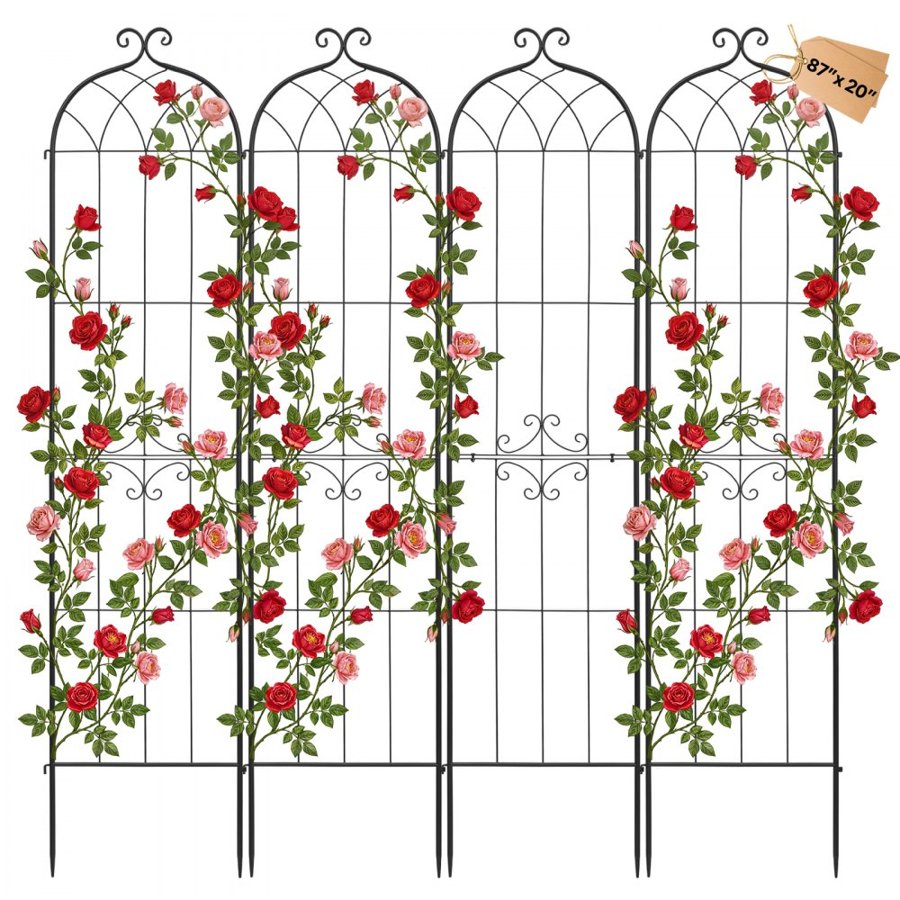 VEVOR Garden Trellis for Climbing Roses – 87×20 in, 4 Pack