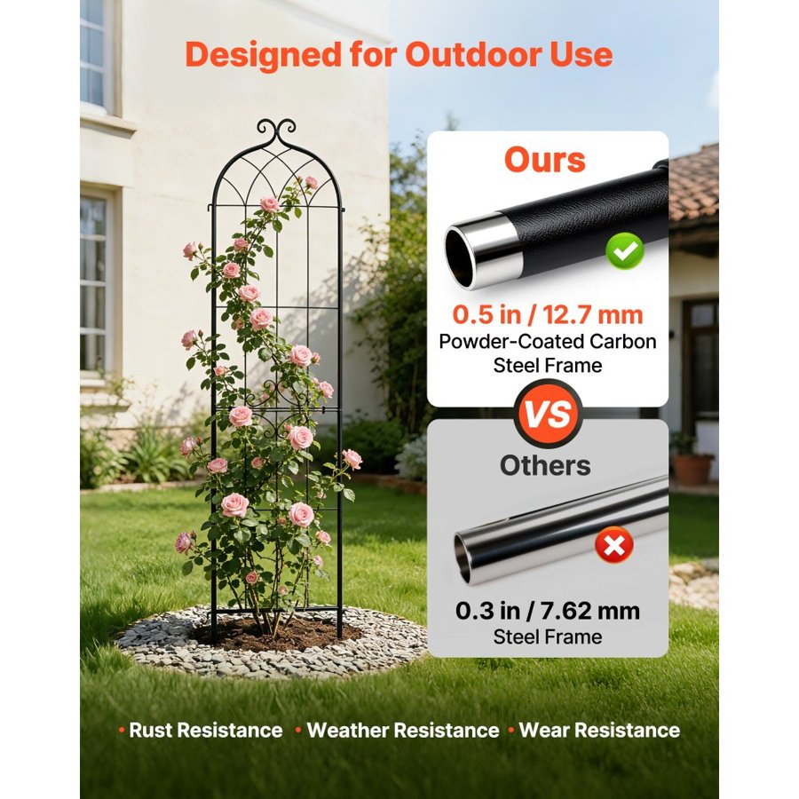 VEVOR Garden Trellis for Climbing Roses – 87×20 in, 4 Pack
