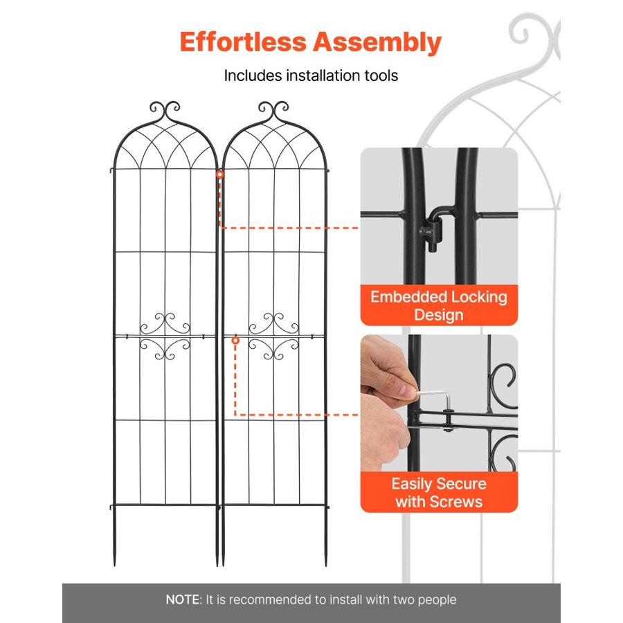 VEVOR Garden Trellis for Climbing Roses – 87×20 in, 4 Pack