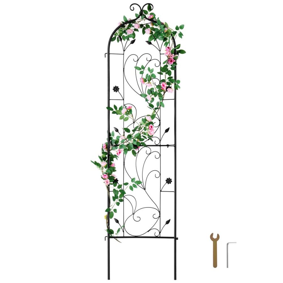 VEVOR Garden Trellis for Climbing Plants, 60 x 15 in, Rustproof Metal Garden Flower Trellis, Outdoor Climbing Rose Trellis Cucumbers Support, Decorative Tall Clematis Trellis for Courtyards Lawns