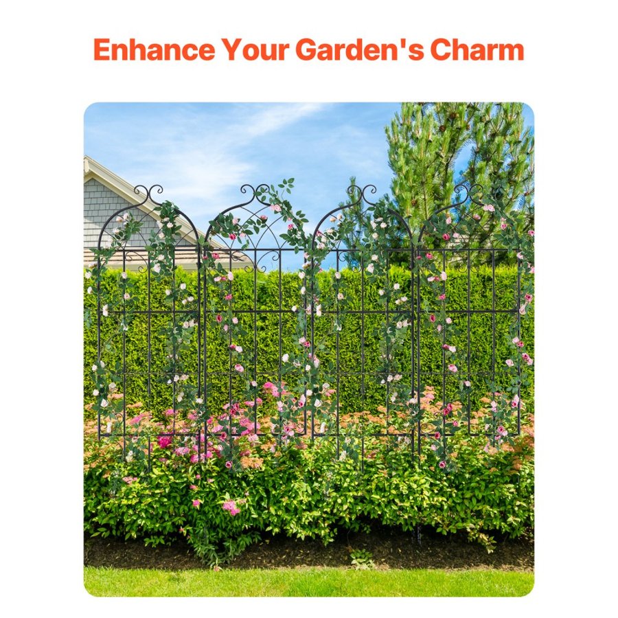 VEVOR Garden Trellis for Climbing Plants, 71 x 20 in, 4 Packs Rustproof Metal Garden Flower Trellis, Outdoor Climbing Rose Trellis Cucumbers Support, Decorative Clematis Trellis for Courtyards Lawns