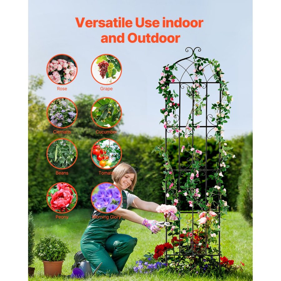 VEVOR Garden Trellis for Climbing Plants, 87 x 20 in, 4 Packs Rustproof Metal Garden Flower Trellis, Outdoor Climbing Rose Trellis Cucumbers Support, Decorative Clematis Trellis for Courtyards Lawns