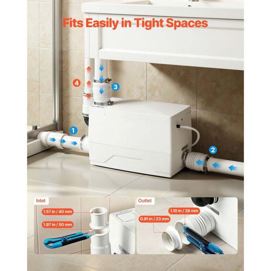 VEVOR Utility Sink Pump – 350W, 7200L/h, 8 m Head, 120 LPM
