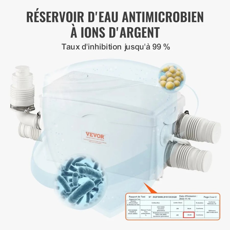 VEVOR Upflush Pump for Sink – 350W, 23 ft Head, 6000 L/h