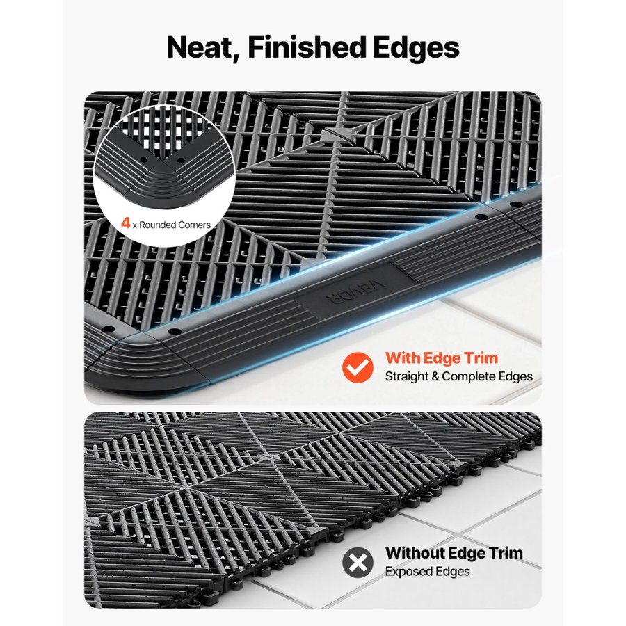 VEVOR Garage Floor Edging – 11-Piece PP Transition Edge Kit