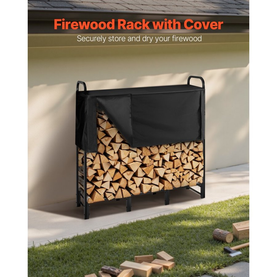 VEVOR 4 ft Firewood Rack – 1/4 Cord Storage, 400 lb Capacity