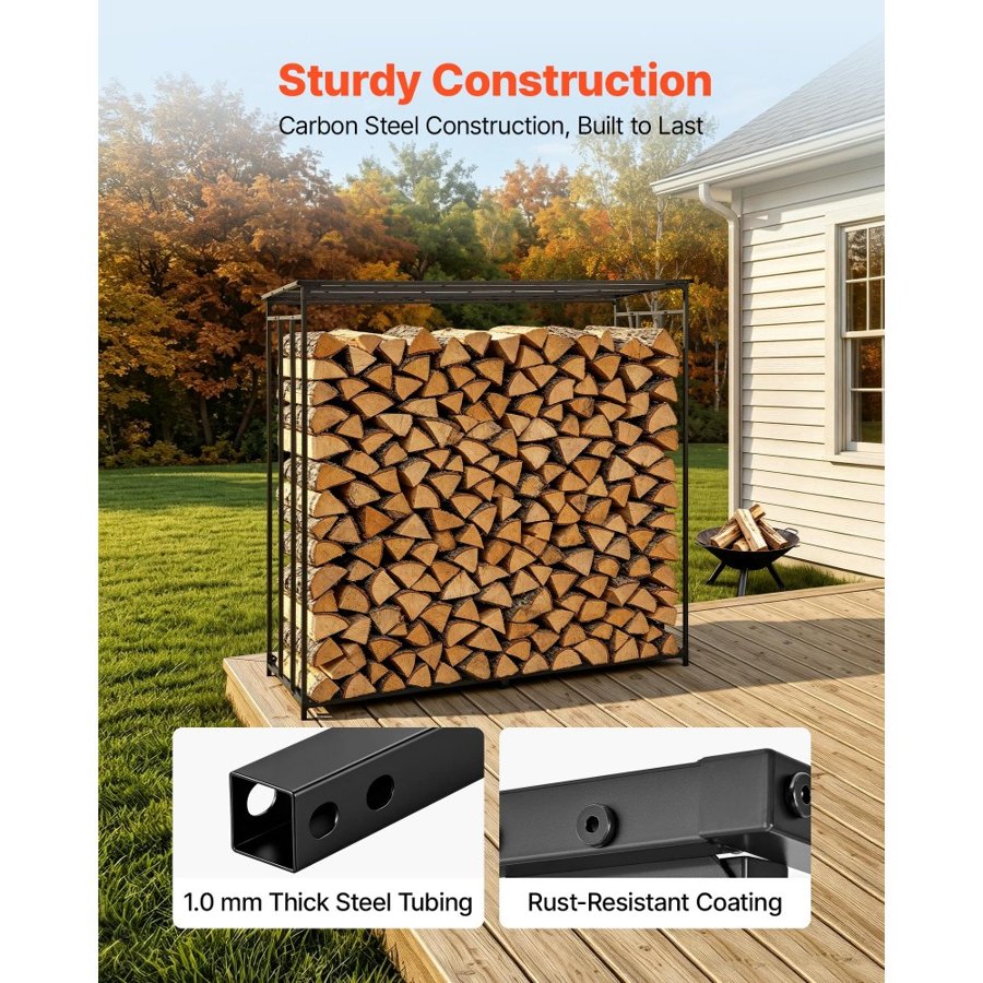 VEVOR Metal Firewood Rack – 1855 mm, 730 kg Capacity