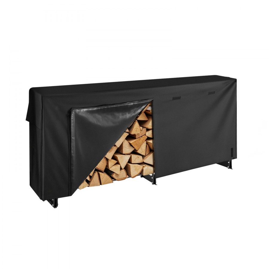 VEVOR Outdoor Firewood Rack with Cover – 8 Ft, 1/2 Cord