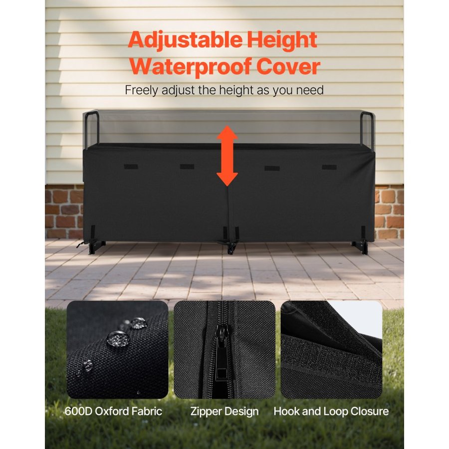 VEVOR Outdoor Firewood Rack with Cover – 8 Ft, 1/2 Cord