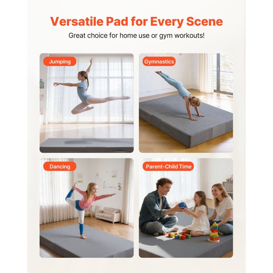 VEVOR Crash Pad, 1800 x 1210 mm Crash Pad for Kids Sensory with Soft Foam and Washable Cover, Giant Pillow Mat Large Sensory Room Equipment for Children and Adults Jumping, Play, Climbing & Gymnastics