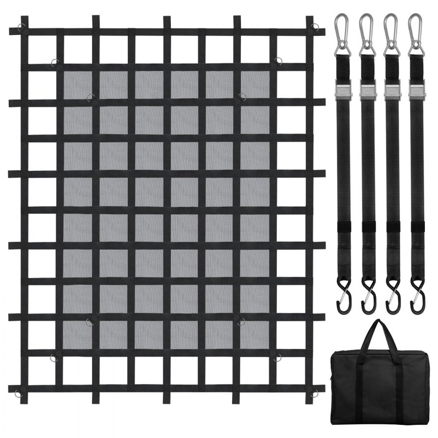 VEVOR Cargo Net, 72 in x 57 in, Heavy Duty Truck Cargo Net for Truck Bed, 4 Adjustable Straps with Carabiners & S-Hooks, Wear-resistant & Weather-proof, Suitable for Pickup, Truck, Jeep, SUV, Boat