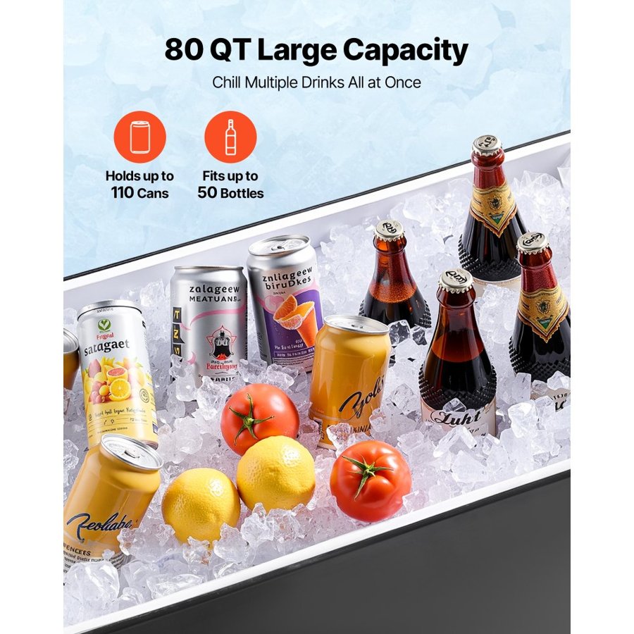 VEVOR Rolling Ice Chest Cart – 80 Quart, 2-Stage Handle
