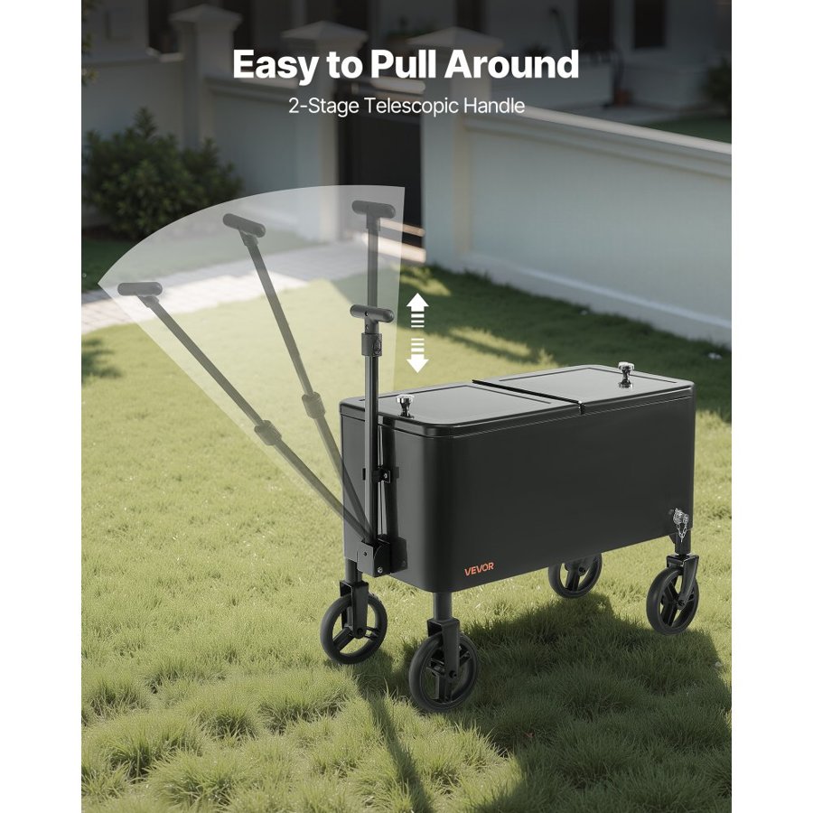 VEVOR Rolling Ice Chest Cart – 80 Quart, 2-Stage Handle