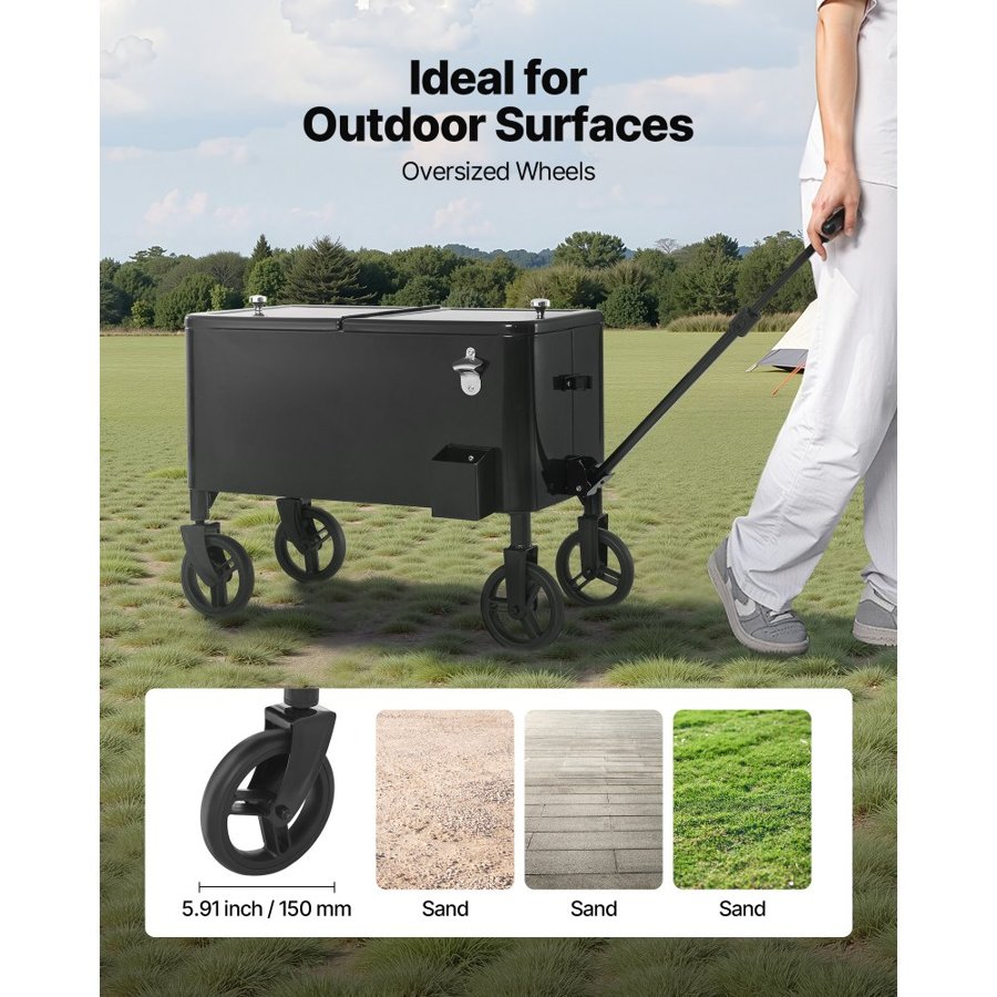 VEVOR Rolling Ice Chest Cart – 80 Quart, 2-Stage Handle