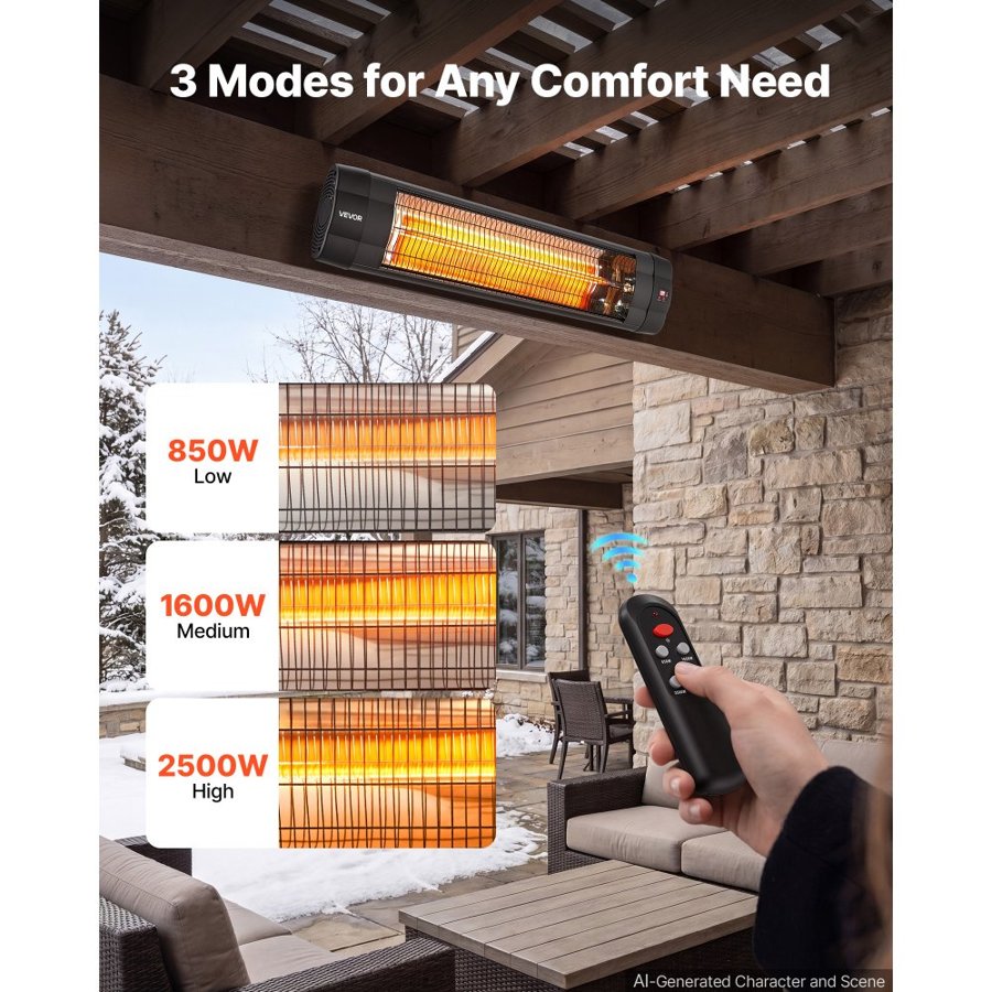 VEVOR 2500 Watt Infrared Heater – Tripod, Remote, 3 Modes