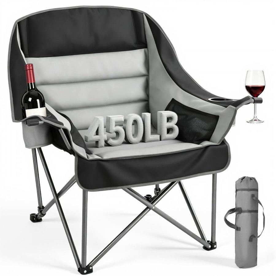 VEVOR Oversized Camping Chair – 204kg, Dual Cup Holders