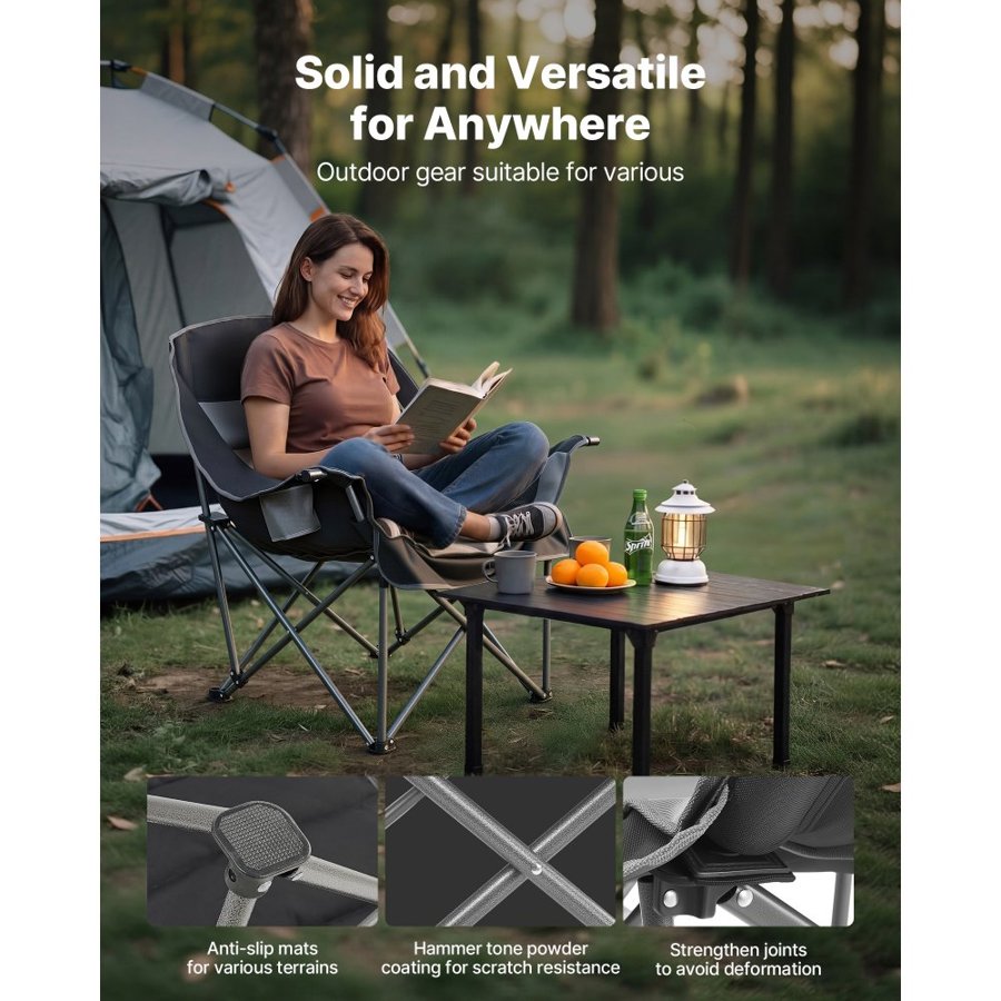 VEVOR Oversized Camping Chair – 204kg, Dual Cup Holders