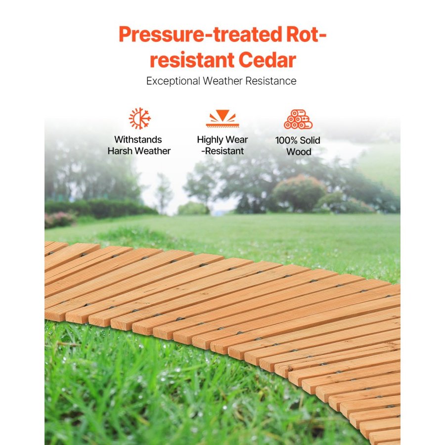 VEVOR Wooden Curved Pathway – 7 Ft X 17 In, Roll-Out Cedar