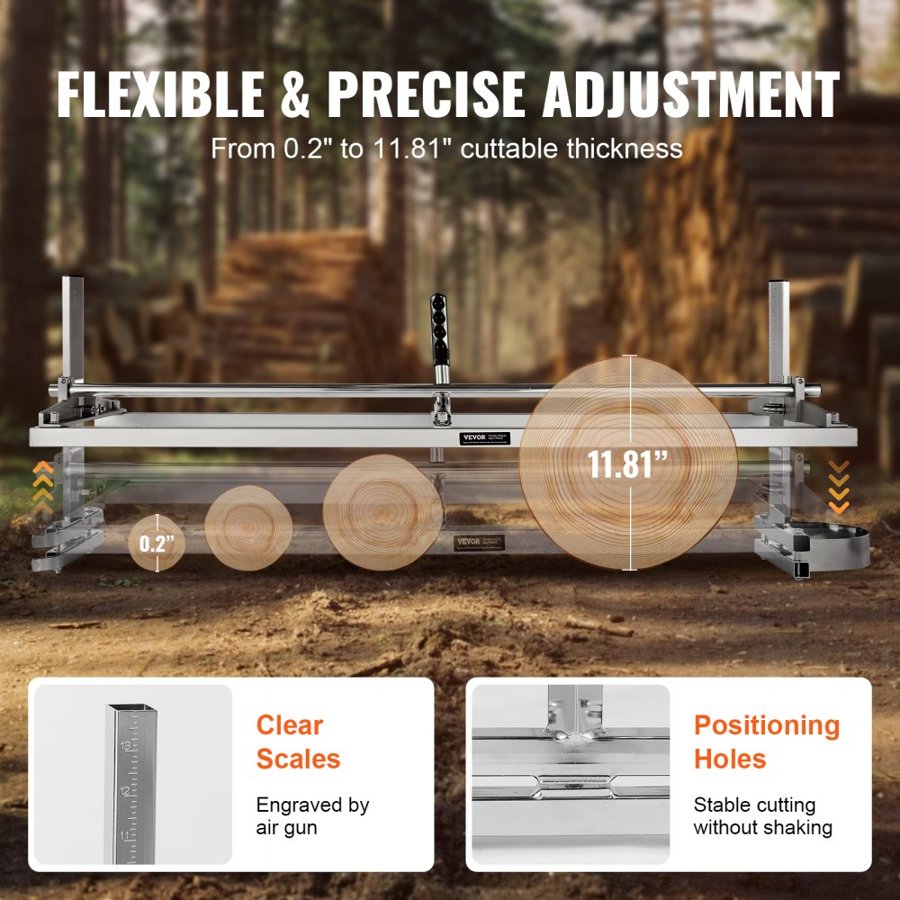 VEVOR Chainsaw Mill, Portable Sawmill 36 cm-122 cm Guide Bar, Galvanized Steel Chainsaw Planking Mill with 0.5 cm-30 cm Cutting Thickness, Wood Lumber Cross Cutting Saw Mill for Builders and Woodworkers