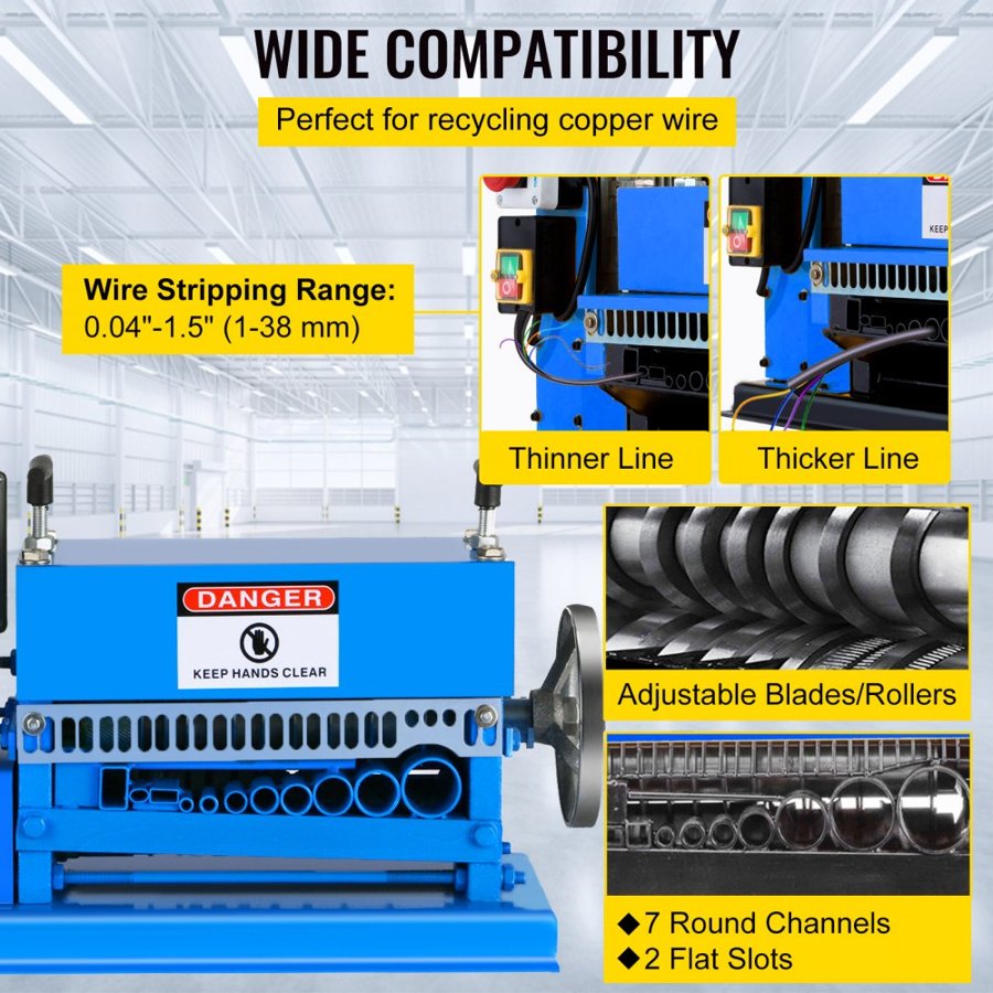 VEVOR Stripping Machine for Electric Wire – 1.5- 38 mm, 370W