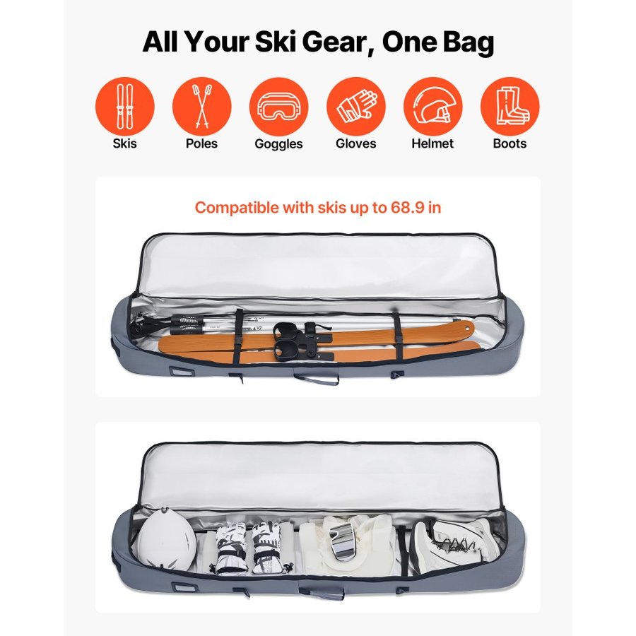 VEVOR Snowboard Bag For Flying – 65 Inch, 600D Fabric