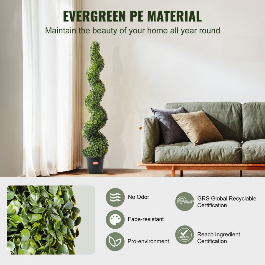VEVOR Artificial Boxwood Spiral Topiary Tree – 60-Inch