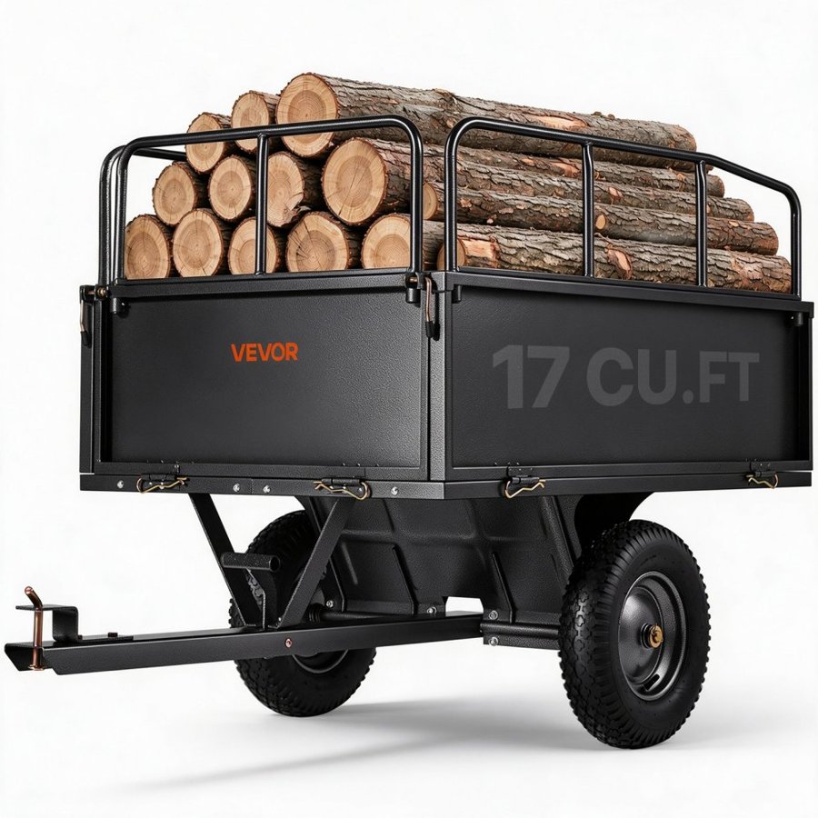 VEVOR Garden Utility Trailer - 17 Cu. Ft, 600lbs, 16" Tires