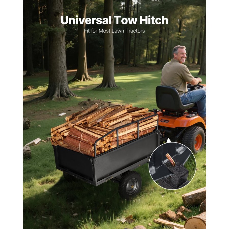 VEVOR Garden Utility Trailer - 17 Cu. Ft, 600lbs, 16" Tires