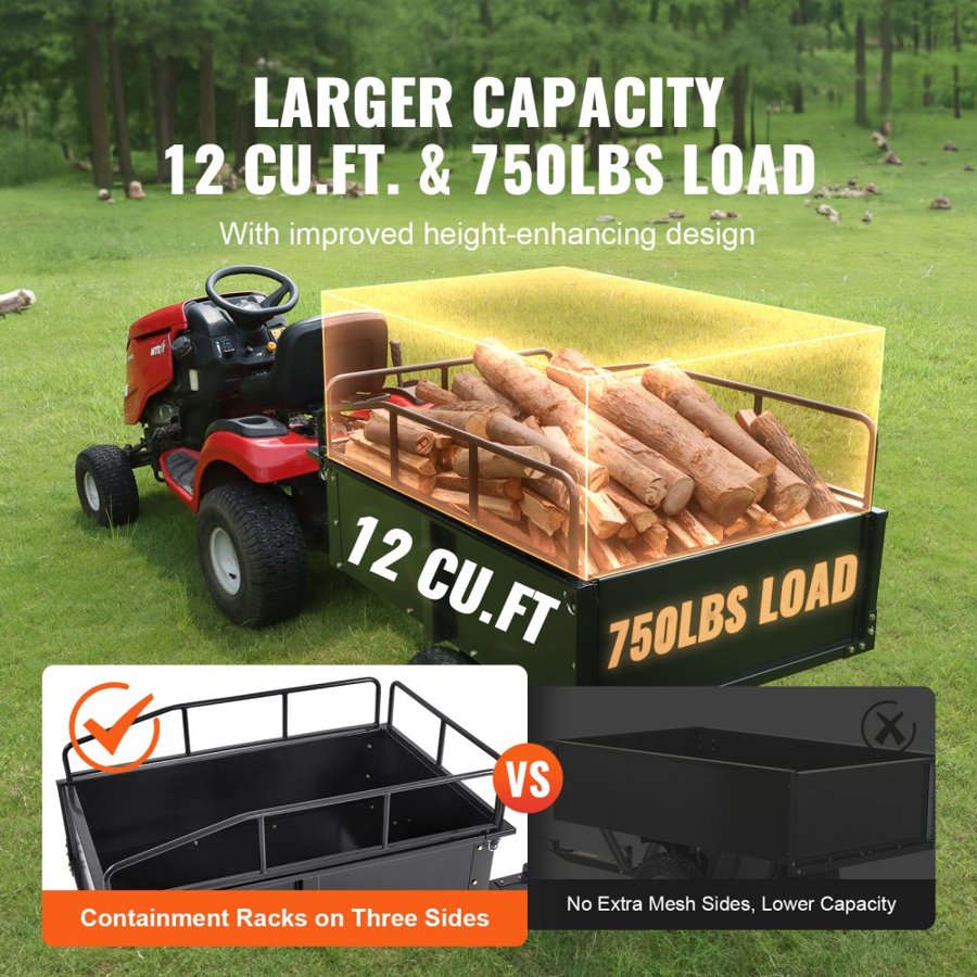 VEVOR ATV Cart — Steel Dump Trailer & 750 Pound Load