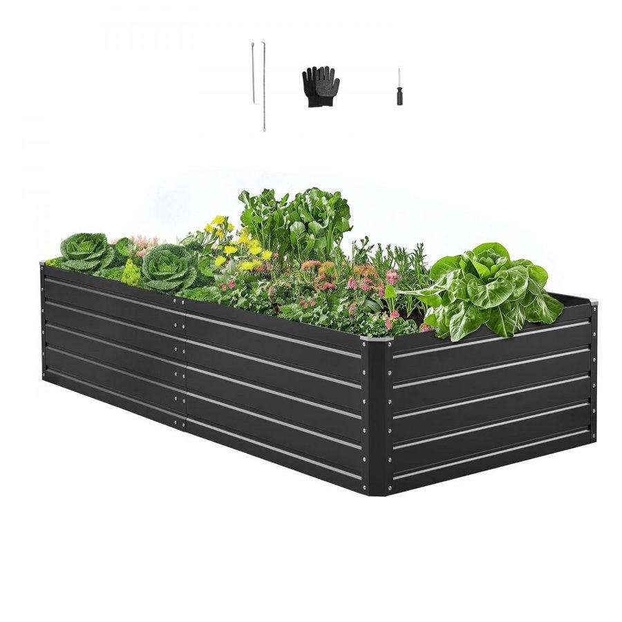VEVOR Metal Raised Garden Bed – 6.7x3x1.5ft, Galvalume