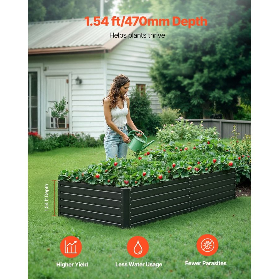 VEVOR Metal Raised Garden Bed – 6.7x3x1.5ft, Galvalume