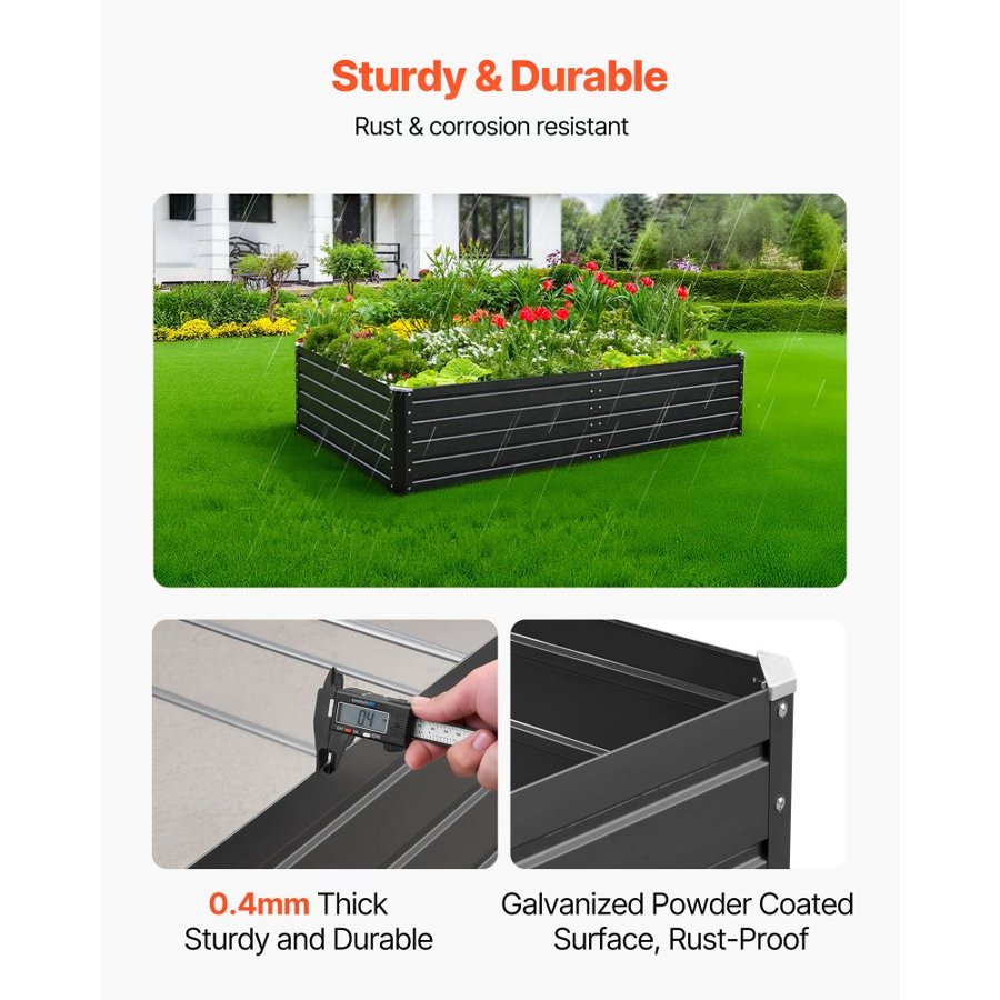 VEVOR Metal Raised Garden Bed – 6.7x3x1.5ft, Galvalume