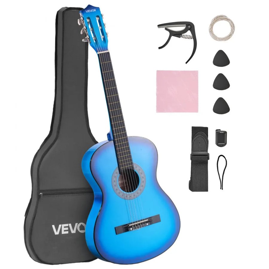 VEVOR Blue Classical Guitar – 38", Nylon, 8-Piece Kit