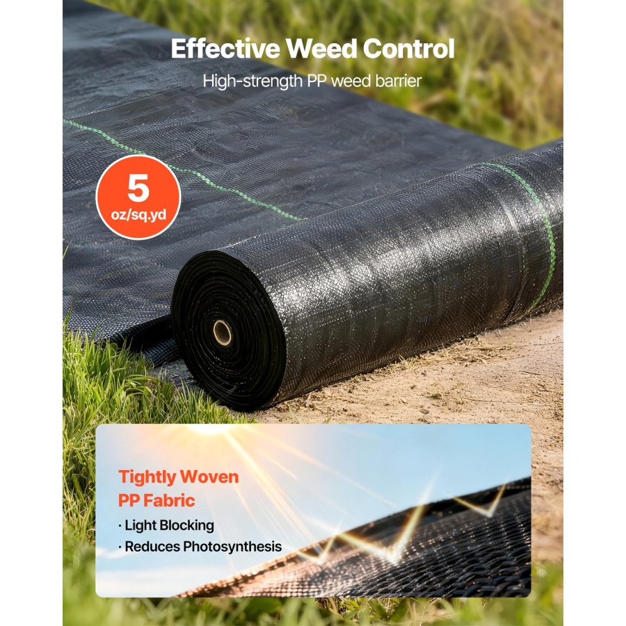 VEVOR Landscape Weed Barrier Fabric – 5 oz, 3x100 ft Roll