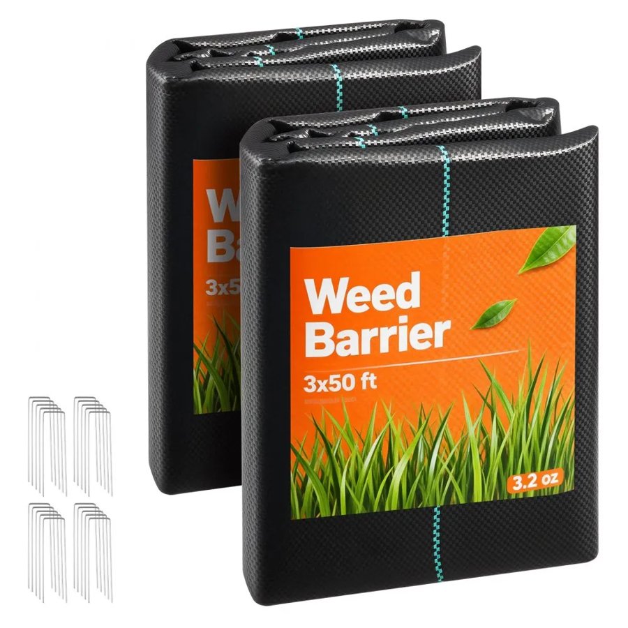 VEVOR Weed Barrier Fabric for Garden – 2-Pack 3.2 oz 3x50 ft