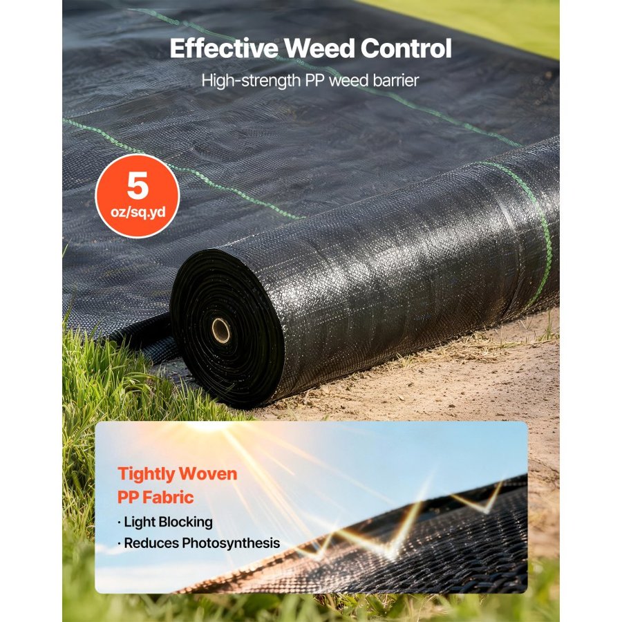 VEVOR Heavy Duty Landscape Fabric – 1.8x76.2m, 141.7g, PP